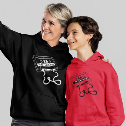 Hoodie Set | Mama - The Original in Schwarz | Kind - The Remix mit Farbwahl