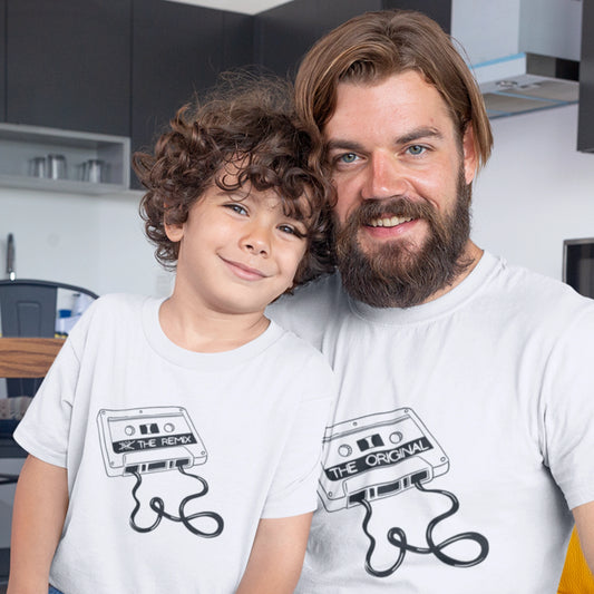 T-Shirt Set Papa & Kind | The Original & The Remix | Weiß
